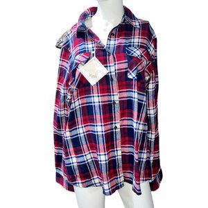 NWT Kasota Rose Flannel Plaid Longsleeve Button Up Size XXL